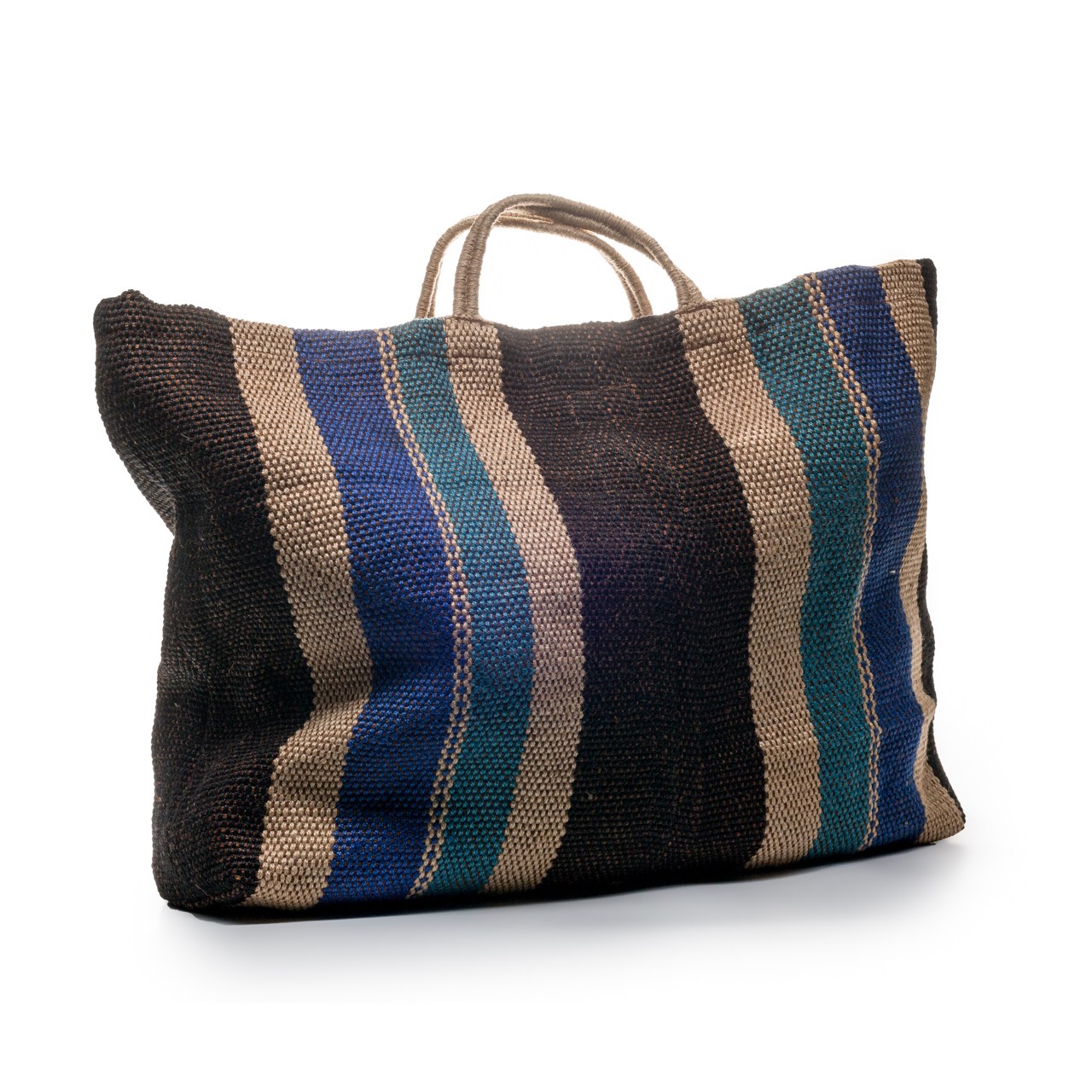 Blauw Zwart Gestreepte Jute tas Madame Panier